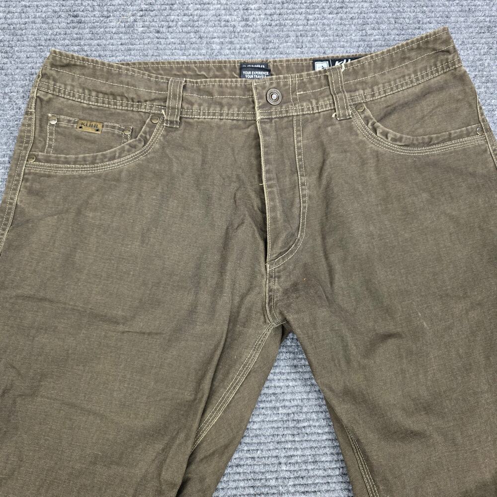 Kuhl Outkast Pants Mens 36x32 Brown Olive Canvas Patina Dye Hiking Outdoor - Picture 4 of 9